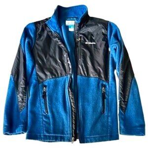 COLUMBIA Boys Blue Black Full Zip Fleece Jacket & Pockets SIZE LARGE 14 / 16